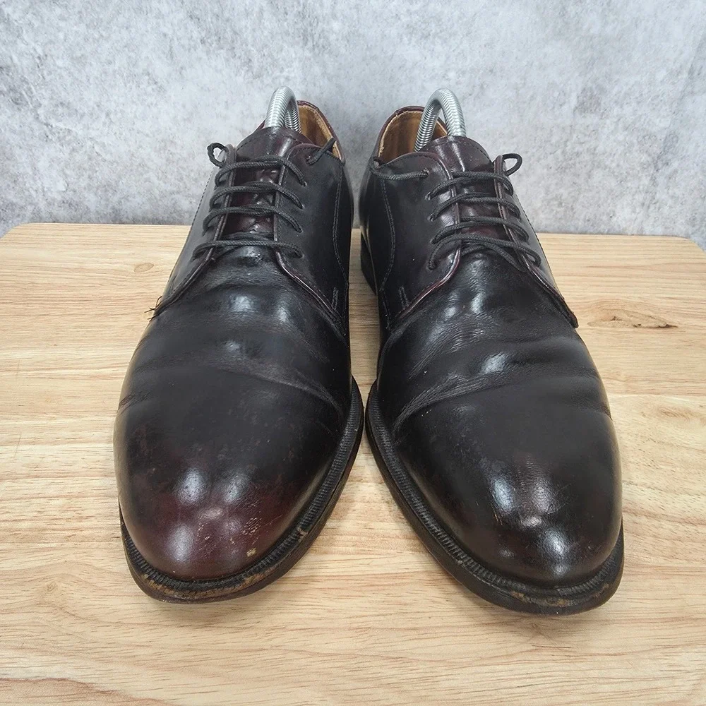 Cole Haan Derby Shoes Men 9 Blucher Shoes Burgundy Oxford Leather Vintage USA‎